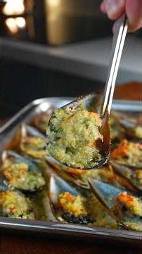 Gratin of mussels with parsley butter ✨#mussels #recipe #cooking #fblifestyle #chef