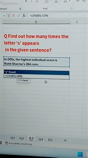 Alphabet Count in Excel 😲SUBSTITUTE + LEN 🔥| Excel Formula Hindi #substitute #shorts
