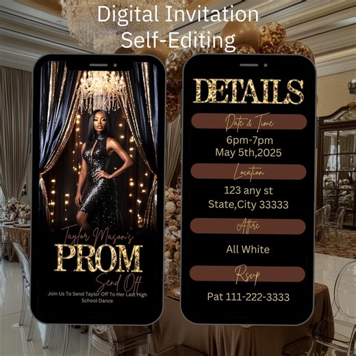 Prom Send off Invitation, Animated Invitation (digital, Editable Template) - Etsy