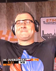 1.1M views · 1.2K reactions |  New Stock Saw World Record!  Marcin Juskowski showed off his incredible Stock Saw skills at the Polish Championship by scoring a new World Record! He achieved a fantastic time of 9.51 seconds, beating the old WR by a comfortable 0.39 seconds, a record previously held by Christophe Leroux of France. Congratulations!  #stihltimbersports #STIHL #extremesports #worldrecord #stocksaw | STIHL Timbersports | Facebook