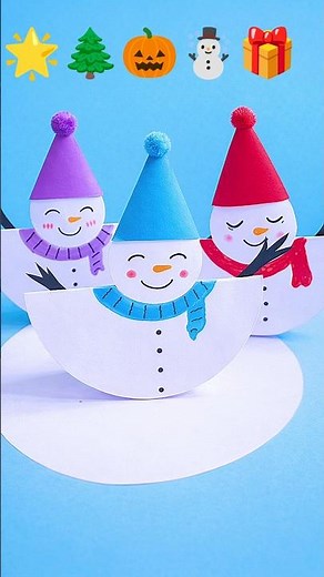 Cute Snowman Paper Craft ☃️ | Easy DIY Winter Craft | Satisfying Art for Kids & Beginners