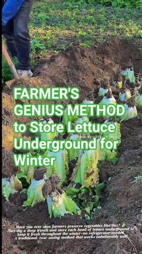 FARMER'S GENIUS METHOD to Store Lettuce Underground for Winter #satisfying #gardeningtips #short