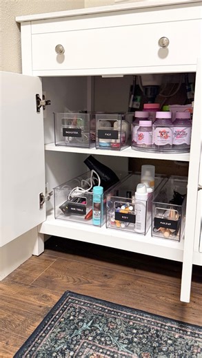 Stephany Twit | Professional Organizer on Instagram: "If items disappear under your sink, this is why. Containment + proper measurements change everything! #home #desmoines #organization"