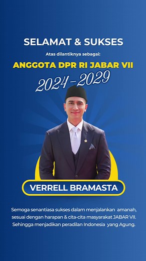 Pelantikan Verrell Bramasta sebagai Anggota DPR