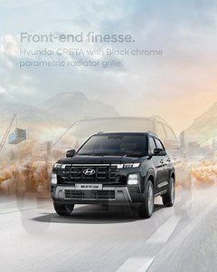 Command attention from the first glance! Hyundai CRETA with a black chrome parametric radiator grille that adds bold character to every curve.​ #Hyundai #HyundaiIndia #UltimateCRETA #UndisputedCRETA #CRETASUV #ILoveHyundai | Hyundai India