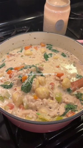 Can it get any cozier than this? 🤎 This was my first time making Chicken Gnocchi Soup and it was SO good and easy, definitely one of my new favs! I’m using the @Fig App to make sure the ingredients using are all clean! The Fig app saves me SO much time when I’m cooking by allowing me to easily scan barcodes to immediately see if foods fit my diet! Creamy Chicken Gnocchi Soup Recipe: 1. Start by chopping 1/2 yellow onion, 3 stalks of celery, and 3 large carrots. Set aside. 2. Heat a large pot ov