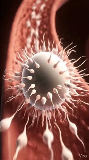 3D animation egg through the fallopian tube,fertilization,and its final implantation in the uterus.