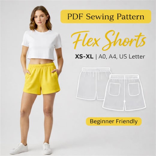 Shorts for Women Pattern | Women Shorts Pattern | Beginner Shorts Pattern | Elastic Waistband Shorts | Sizes XS-XL |A0,A4,US Letter - Etsy