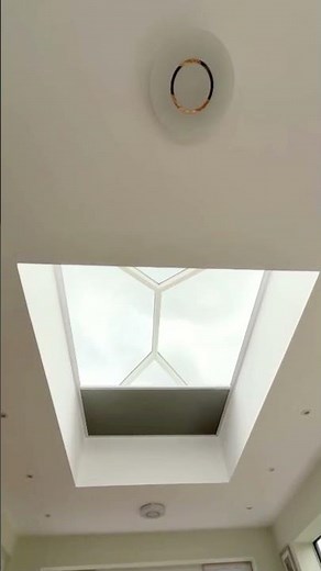 Blackout cream battery operated honeycomb openview roof lantern blind