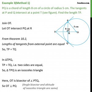 Example 3 - PQ is a chord of length 8 cm of a circle - Examples