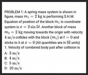 PROBLEM 1: A spring mass system is shown in figure, mass m_{1}=... | Filo