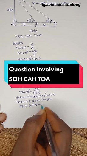 Question involving SOH CAH TOA #maths #agbanimathsacademy #sohcahtoa #alternateangles