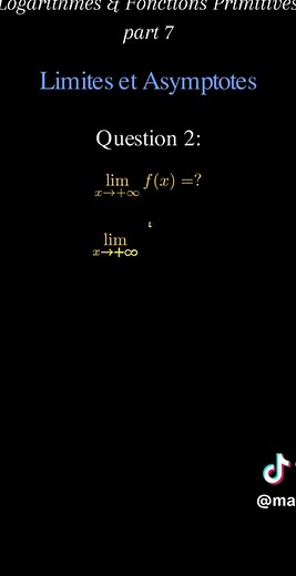 On étudie le comportement de f(x) : Limites et Branches Infinies. 2 BAC SPC / SVT : LOGARITHMES #Math #motivation #math #lycee #2bacsm #maroc