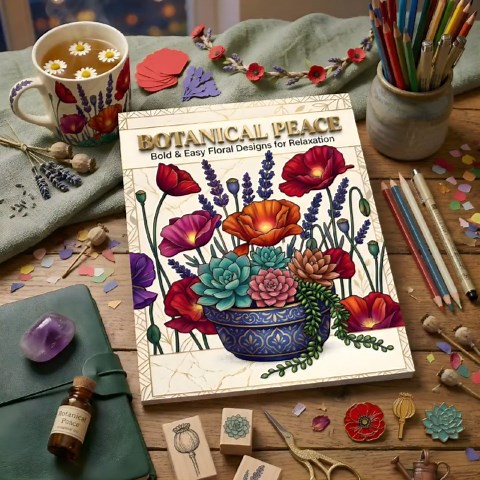 Botanical Coloring Book | Bold Easy Floral Coloring Book for Adults | Relaxing Flower Coloring Book for Stress Relief - Etsy
