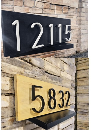 Custom Wood House Number Plaque, Floating Metal Numbers, Beach Cottage Address Sign - Etsy