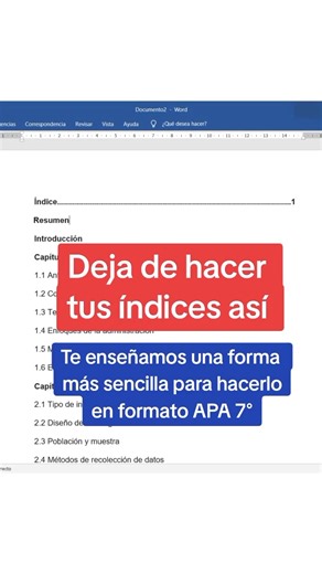 Truco para hacer tus índices en APA 7° 🤩 ✅👉Pregunta por nuestros servicios de tesis: https://bit.ly/37174IT ✅👉Inscríbete en el mejor programa de tesis de Latinoamérica MI TESIS DE DE ÉXITO : https://bit.ly/3Vgp71G ✅👉Libro 7 secretos para hacer una tesis de éxito: https://a.co/d/8plCgww ✅👉Curso online APA para una tesis de éxito: https://bit.ly/3EtLidZ ✅👉Cómo hacer un Proyecto de Tesis de Éxito - Paso a paso: https://bit.ly/3tO73jC #tesis #tesisuniversitaria #tesisat #tesisonline #tesista #