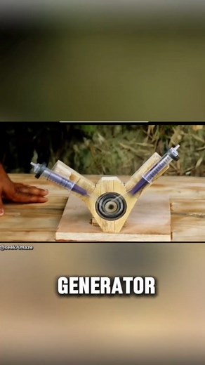 Seek Amaze on Instagram: "This man built a power generator with a syringe. #lifehacks #reels #genius #geniuschallenge #craftsman #craftsmanship #creativity #power #generator #syringe"