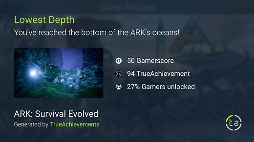 Lowest Depth achievement in ARK: Survival Evolved