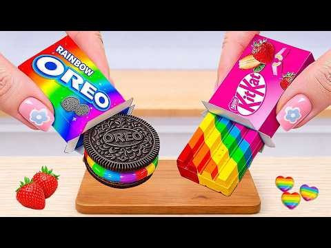 Miniature Rainbow Cake Decorating 🍫🌈 ASMR Amazing Chocolate KITKAT & Rainbow OREO Cake