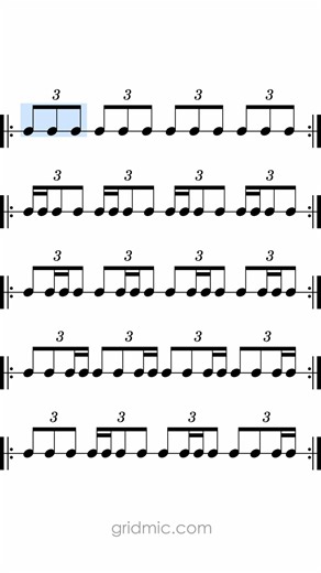 Gridmic - Rhythm Reading on Instagram: "16th notes Triplet notes 🎶 #rhythm #sightreading #musician #musiclesson #musiceducation #musicchallenge #drummer"