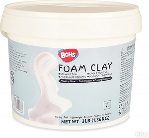 BOHS White Modeling Foam Clay Pro - Air Dry, Squishy,Pliable - Molding Clay for Adult Arts & Crafts Project,Fake Bake,3 LBS / 1.36 KG Bucket, Age 3 Years & up