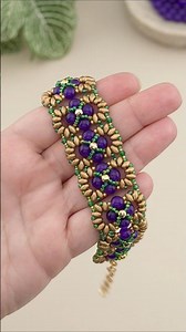 Handmade Elegance 💜 DIY 💜 Purple & Gold Beaded Bracelet Tutorial! #shorts #bijoux #diy