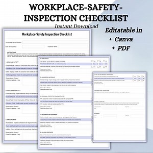 OSHA Workplace Safety Inspection Checklist Template (printable PDF Download - Etsy