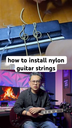 how to install nylon guitar strings