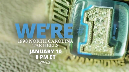 Saturday, Jan. 10, ACC Network premieres its latest 'We’re No. 1!' documentary on the 1993 North Carolina Tar Heels (8p ET) 🏀 Chronicling the National Championship-winning UNC Basketball team Details: bit.ly/4jlEmUf | ESPN PR