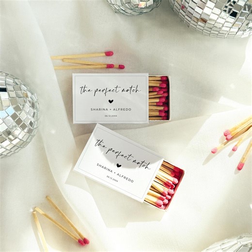 The Perfect Match, Matchbox Sticker Template, Wedding Favors Match Box Label, ALFREDA - Etsy