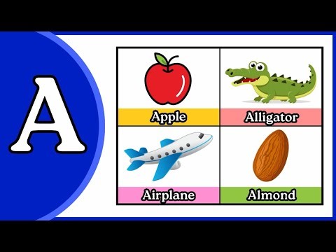 A to Z Alphabet Learning | A is for Apple, Alligator, Airplane | ABC Words with Pictures for Kids