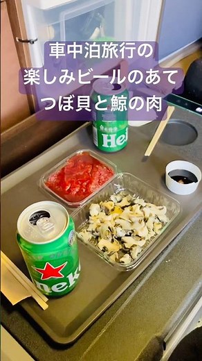 車中泊旅行 ビールのつまみ ハイエースグランドキャビン 車中泊飯
