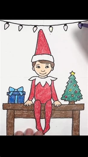Kathy Barbro, Art Teacher on Instagram: "Learn how to draw an elf on a shelf. Check out my bio for a link to the PDF tutorial. #elfontheshelf"