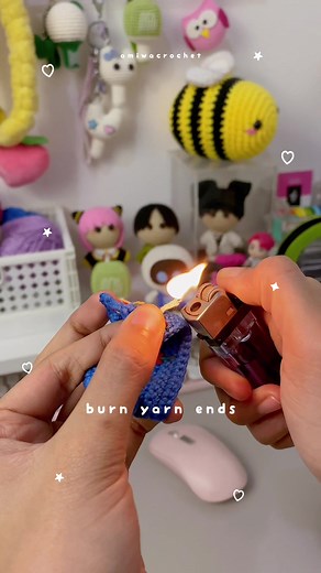 Burning Cotton Yarn Ends in Crochet Projects