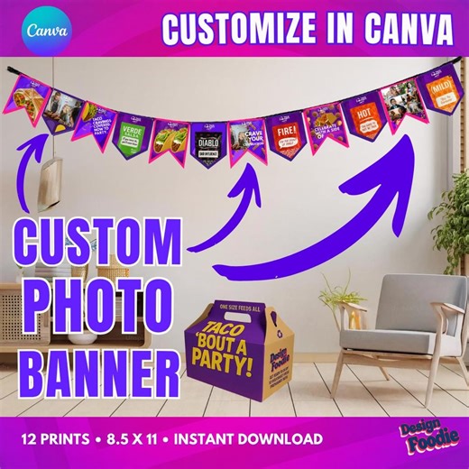 Customizable Taco Bell Custom Photo Style Banner • Taco Party Decor Decoration (instant Download) - Etsy