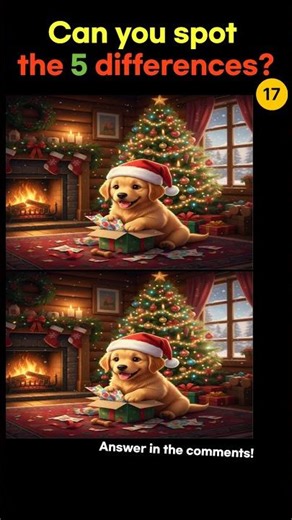 Only 1% Can Spot the Differences on This CUTE Puppy! 🐶 | Christmas Brain Teaser