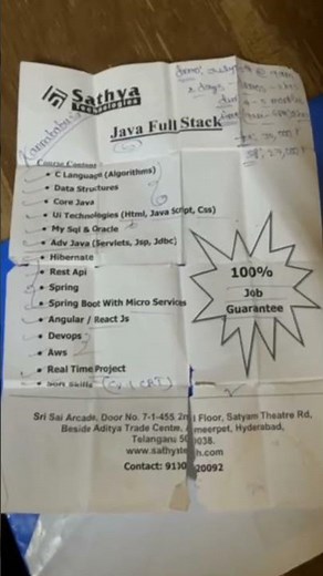 Sathya Technologies Java Full Stack Course Content Explained in 30 Secs! 🔥