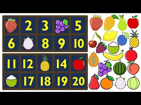 Count to 20 with Fruits in number grid | Counting Numbers 1 to 20水果数数字1到20
