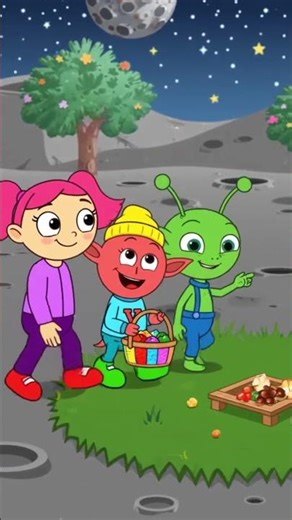 Mini and Len and alien was walking to the picnic and sit the blanket