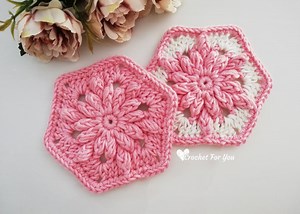 Crochet Bobble Drops Flower Hexagon Free Pattern