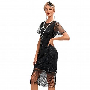 IDOPIP 1920s Flapper Dresses for Women Great Gatsby Dresses Sequin Fringed Roaring 20s Cocktail Dress