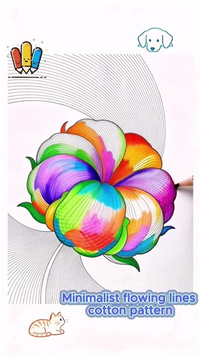 Minimalist flowing lines cotton pattern #creativecoloring #coloringfun #coloringbook #easycoloring