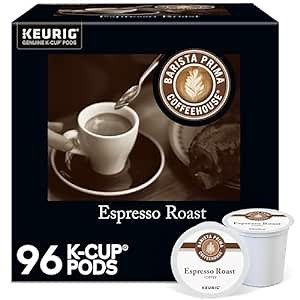 Barista Prima Coffeehouse Espresso Roast Coffee, Keurig Single Serve K-Cup Pods, 96 Count