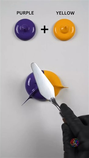 PURPLE + YELLOW = WHAT COLOR? 🟣💛😱 | Satisfying Paint Mixing ASMR #Shorts#video#helo#kunjamicartoon
