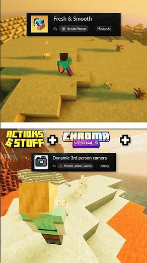 Minecraft Chroma Visuals (Bedrock) VS Fresh & Smooth MODPACK (Java) | A&S & Dynamic Camera #shorts