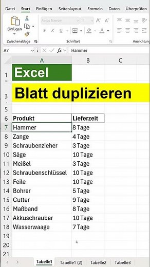 Excel Tabellenblatt duplizieren - Registerkarte kopieren in die selbe oder eine andere Datei
