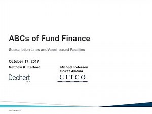 ABCs of Fund Finance: Subscription Lines and Asset-based Facilities