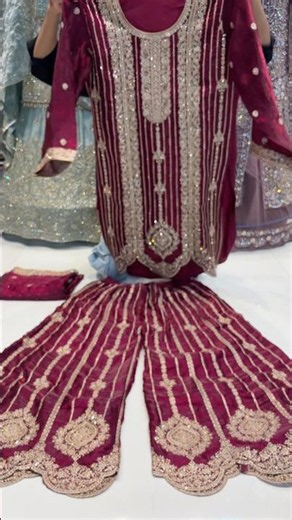 Wine Maroon Heavy Sharara Suit ❤️✨ Luxury Wedding Party Wear Collection #shortsfeed