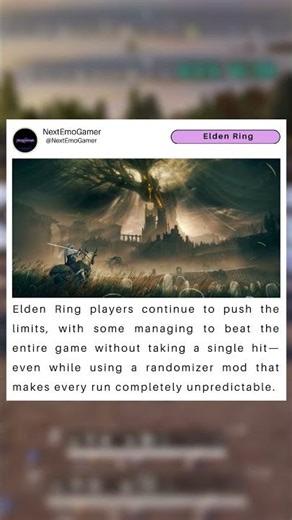elden ring players have even beaten the game without talking a hit while using a randomizer mod