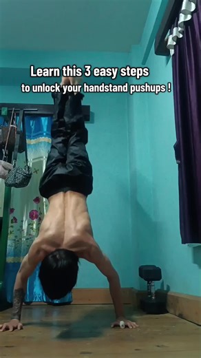 Learn this 3 easy steps to unlock your ultimate handstand pushup!✅. #calisthenics #fitness #workoutmotivations #fitnessmotivation #fyp #foryou #foryoupage #discipline #viral